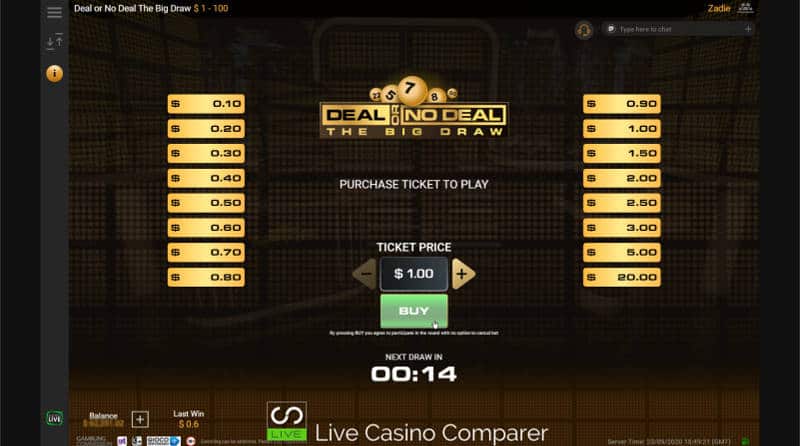 Deal or no Deal Ticket Sale