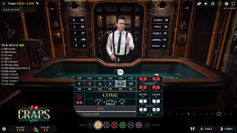 live craps online