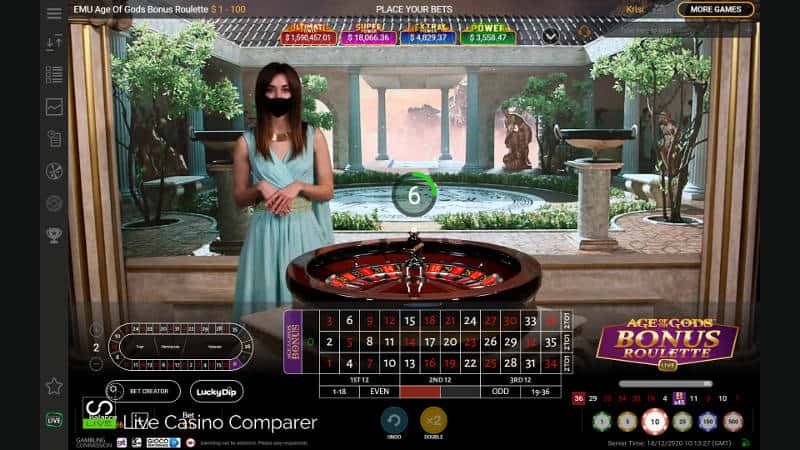 age of gods bonus roulette live dealer