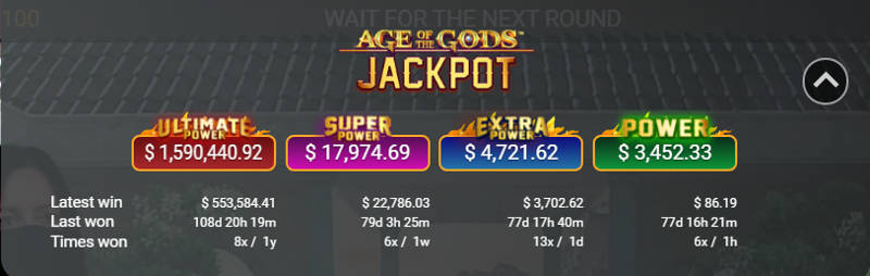 Aof of Gods progressive jackpot types