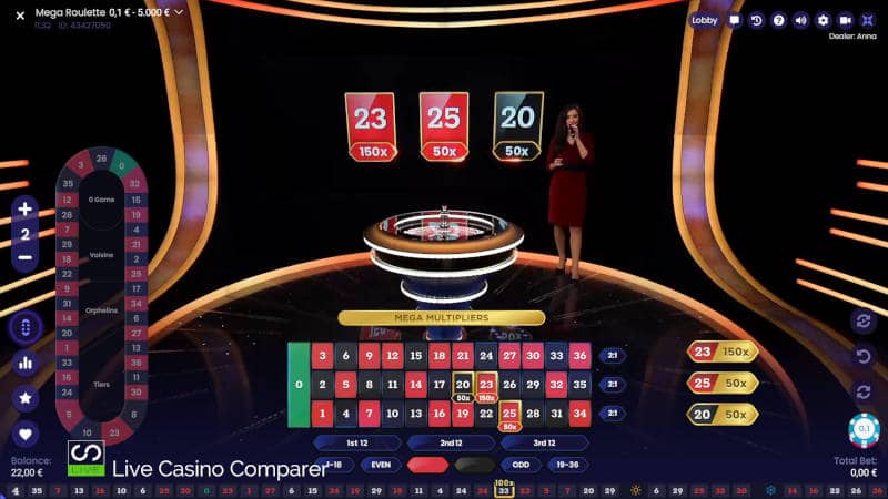 live mega roulette multipliers