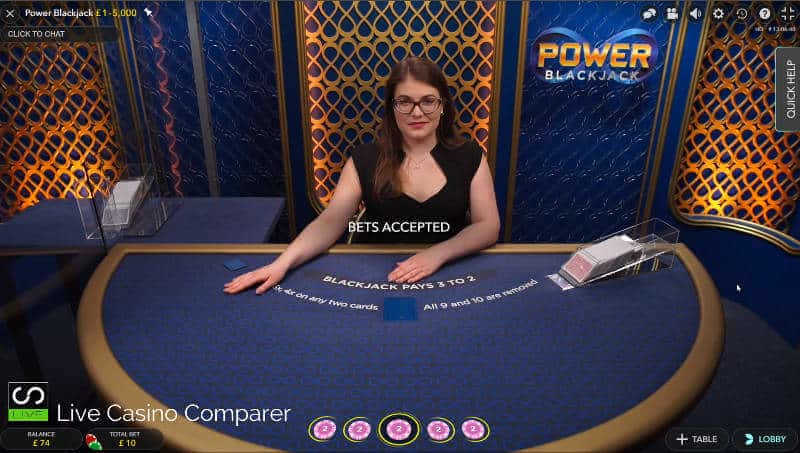 betting time for live dealer power blackjack