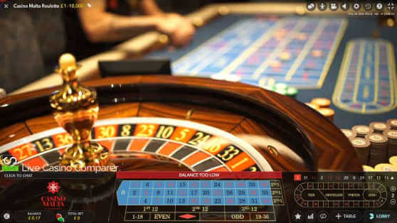casino malta roulette down the table view