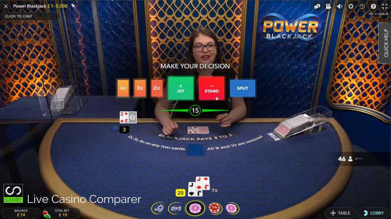 Decision time on power blackjack