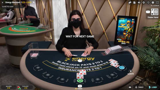 Energy live blackjack table