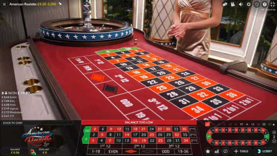 american roulette live dealer table
