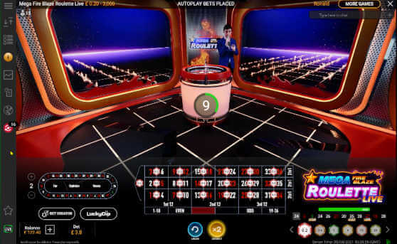 mega fire blaze live roulette