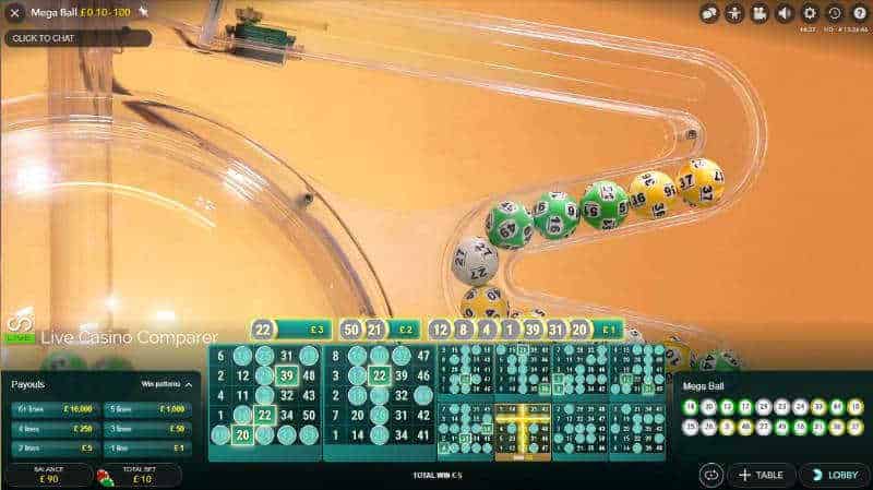 evolution live mega ball draw
