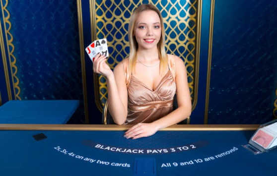 power blackjack dealer holding a blackjack