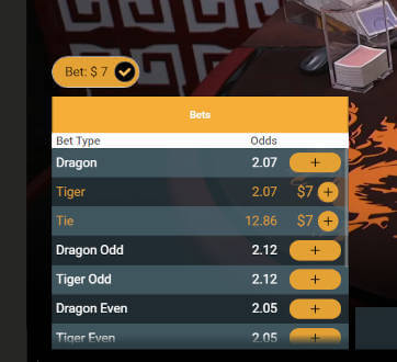 bet on dragon tiger odds