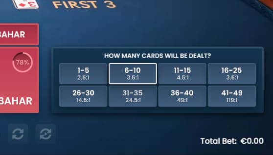 pragmatic andar bahar number of cards side bet