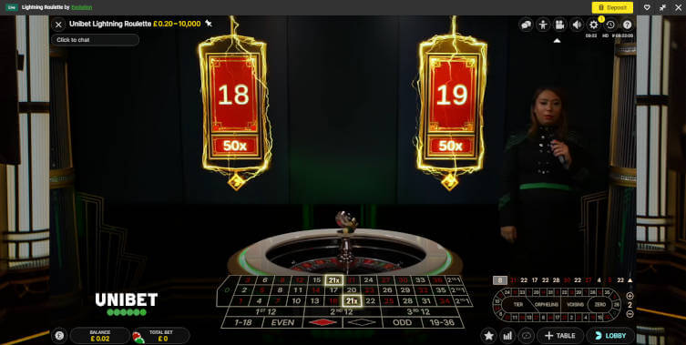 unibet lightning roulette numbers