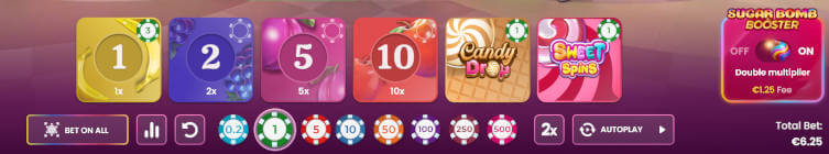 betting options on sweet bonanza candyland live