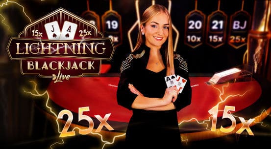 lightning blackjack dealer holding cards