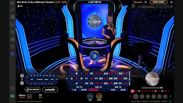 who wants to be a millionaire live roulette