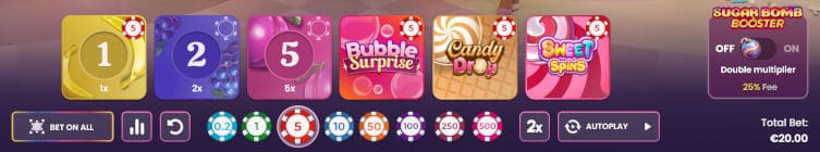 betting options on sweet bonanza candyland live