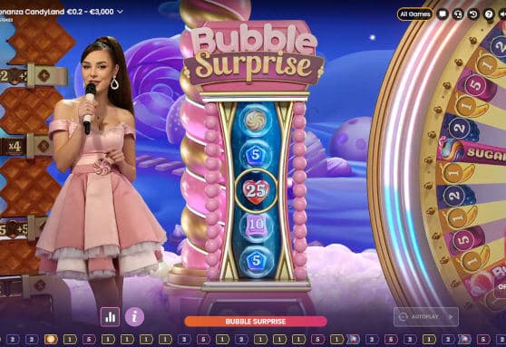 sweet bonanza candyland bubble surprise bomb bonus round