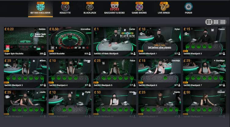 bet365 live casino lobby