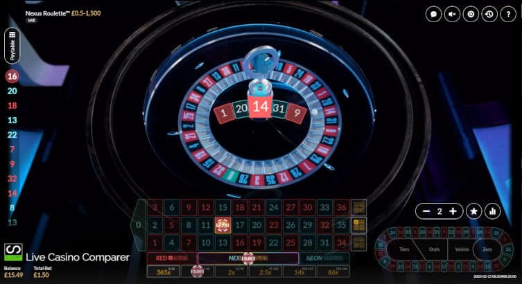 Nexus Roulette main wheel result