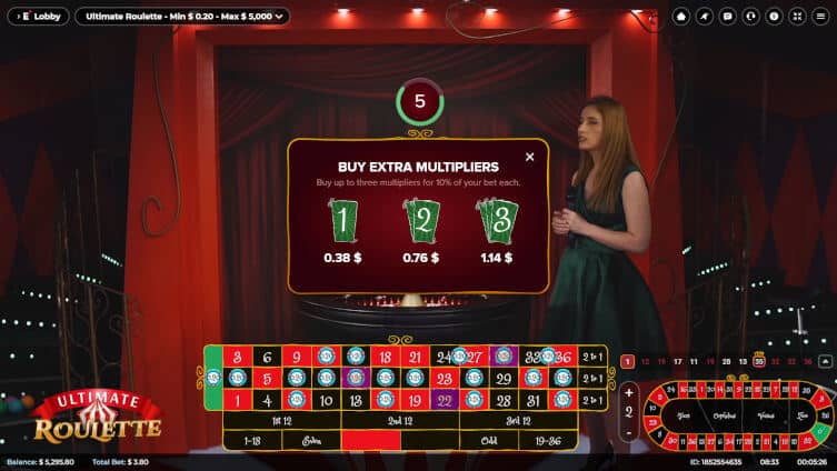 Ultimate Roulette buy multipliers