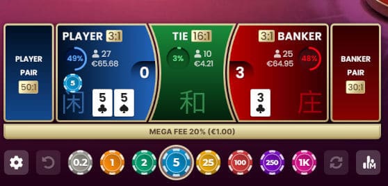 mega baccarat side bets