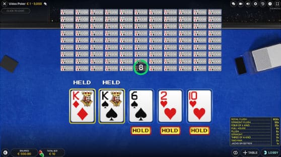 video poker live first hand