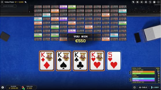 video poker live result