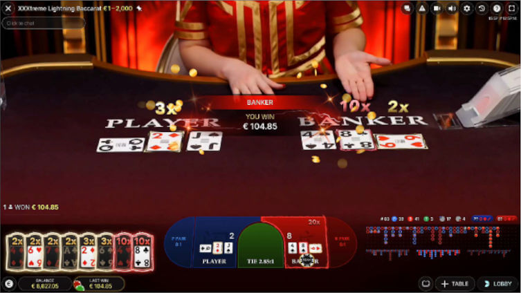 Xxxtreme lightning baccarat result