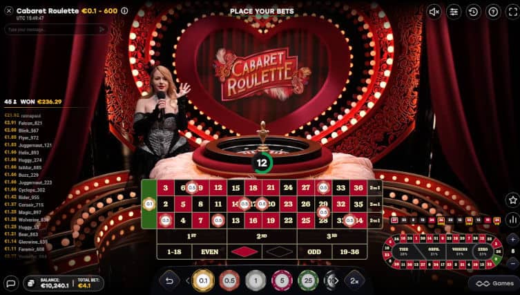 cabaret roulette placing bets