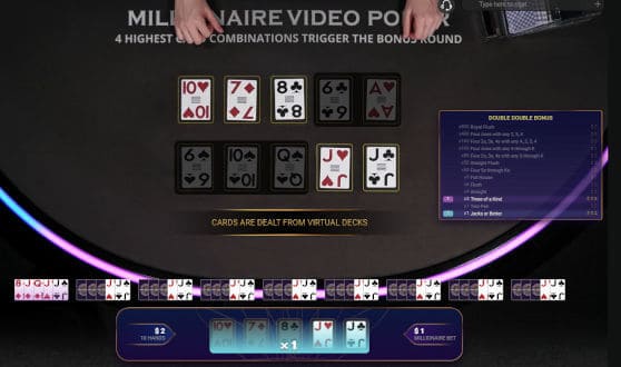 millionaire video poker second hand dealt