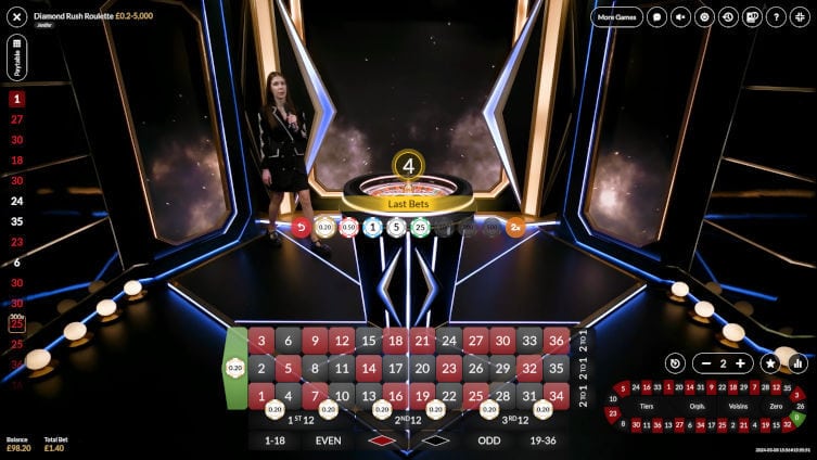 diamond rush roulette betting time