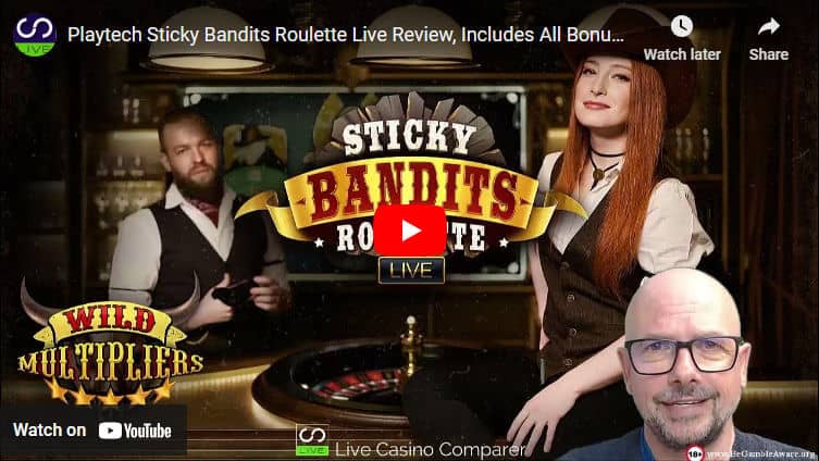 playtech sticky bandits roulette live video review