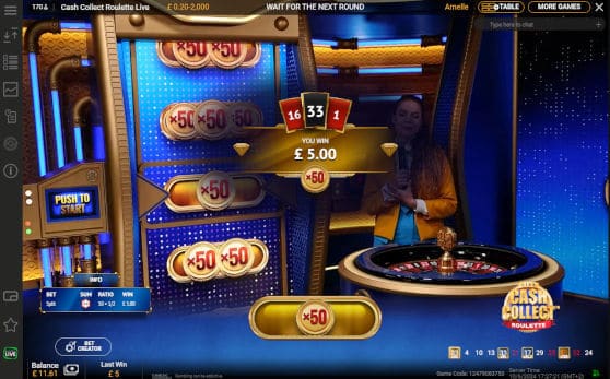 cash collect roulette coin power up