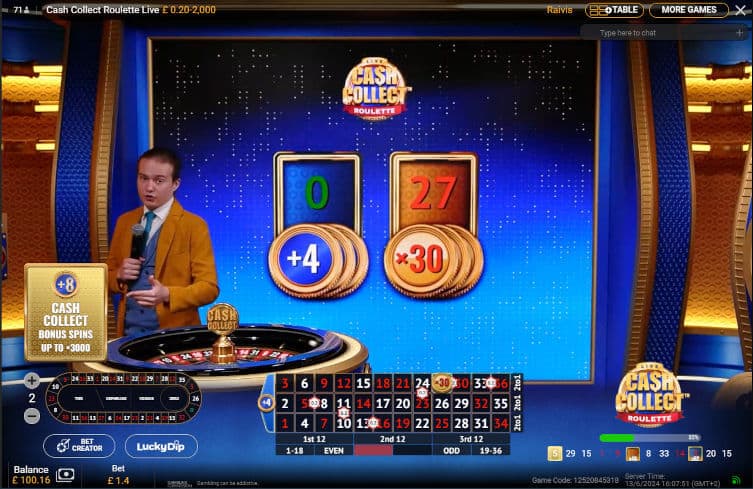 cash collect roulette live