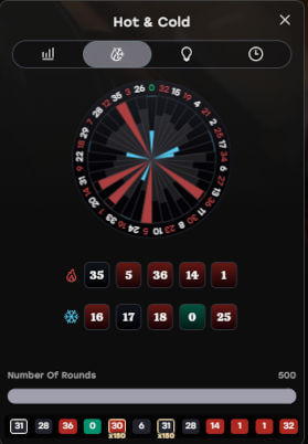 Big Bang Roulette hot and cold statistics