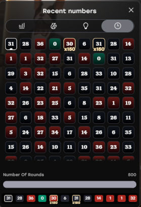 Big Bang Roulette recent results