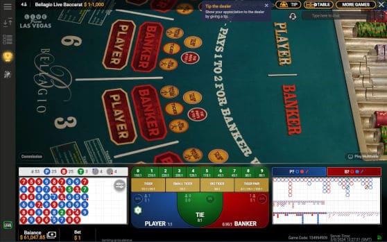 live streamed baccarat
