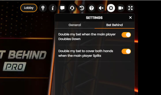 bet behind pro settings
