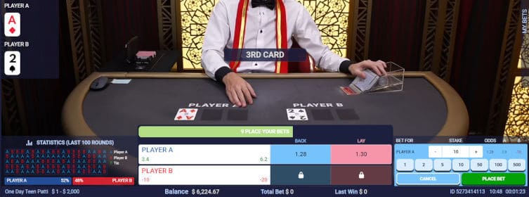 3rd card bet for one day teen patti