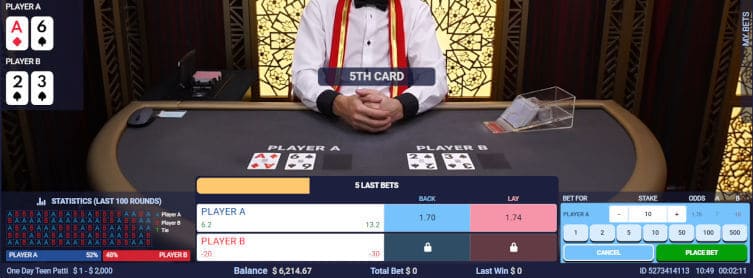 5th card bet for one day teen patti