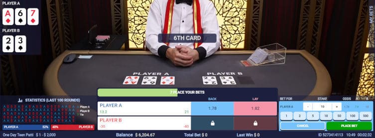 6th card bet for one day teen patti