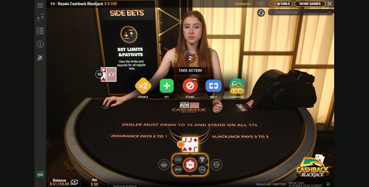 playtech royale cashback blackjack
