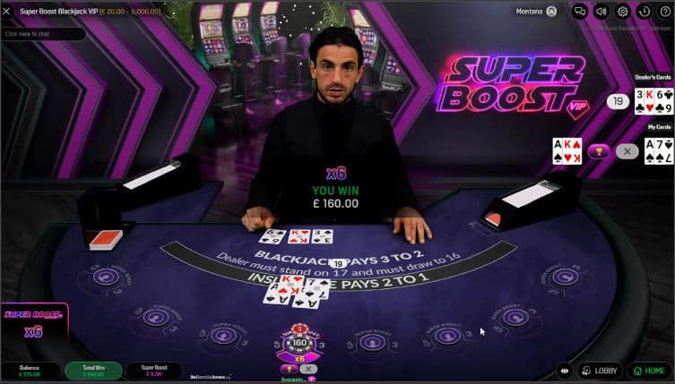 super boost blackjack result
