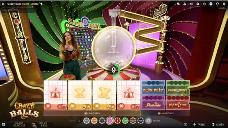 crazy balls choosing cards