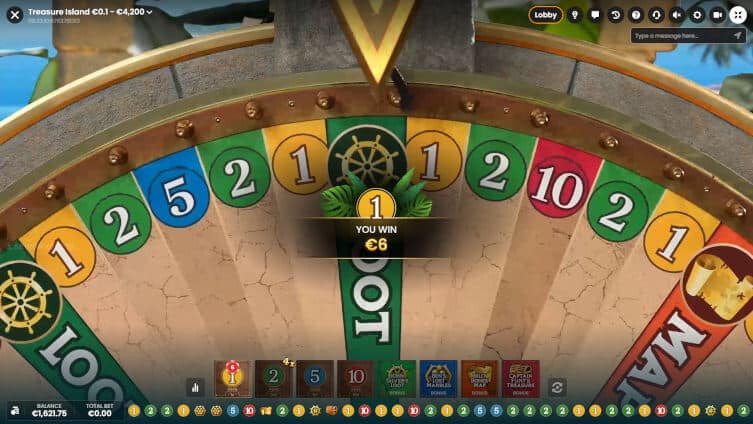 treasure island result win