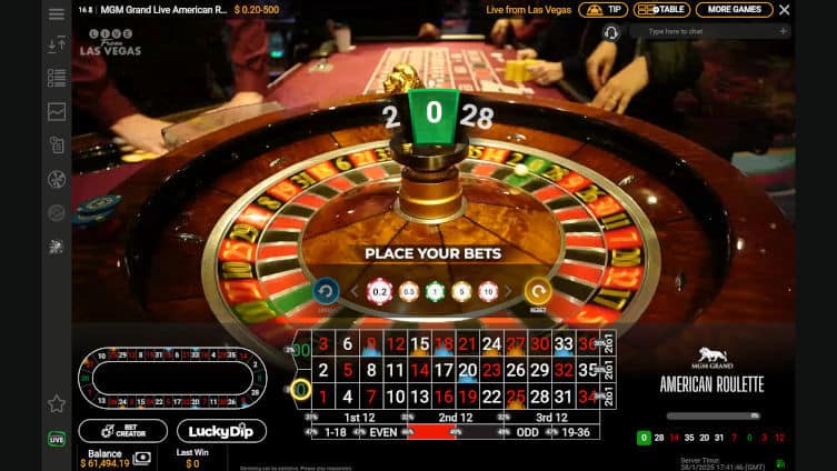 mgm grand live American roulette