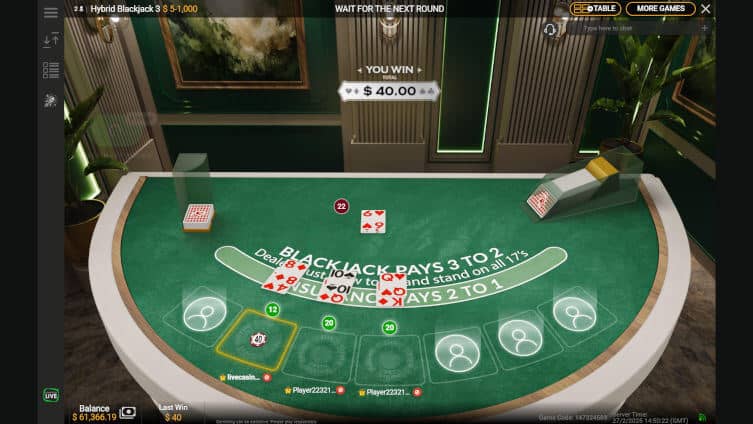 VZN Blackjack Result