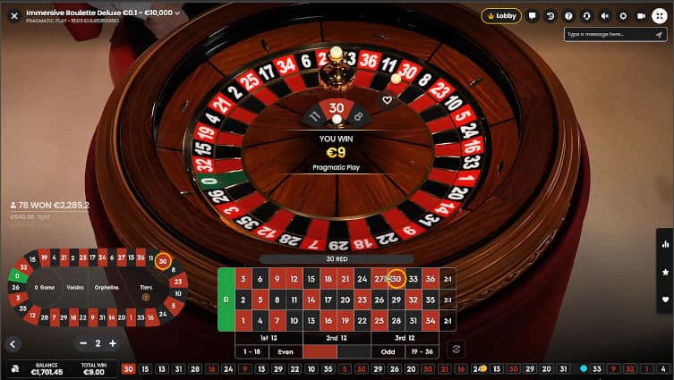 immersive roulette deluxe payout