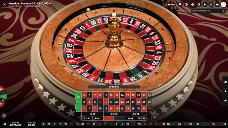 Pragmatic Play American Roulette spinning