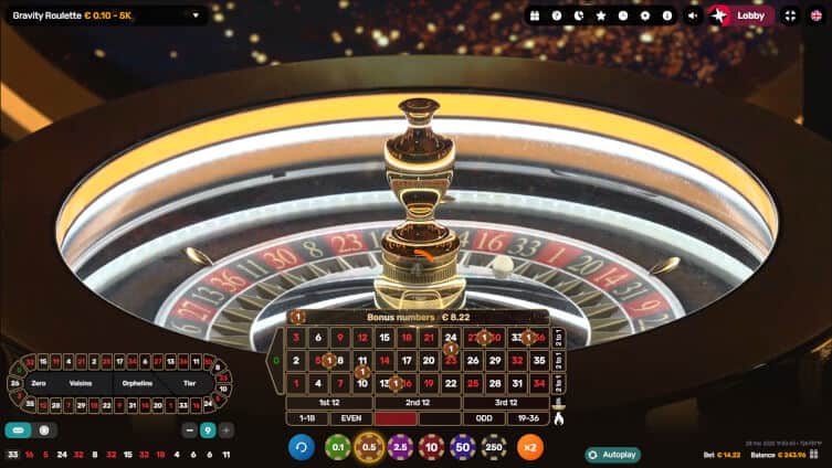 gravity roulette bonus number bet